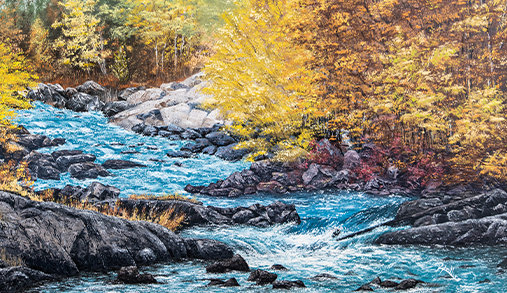 Rushing river painting